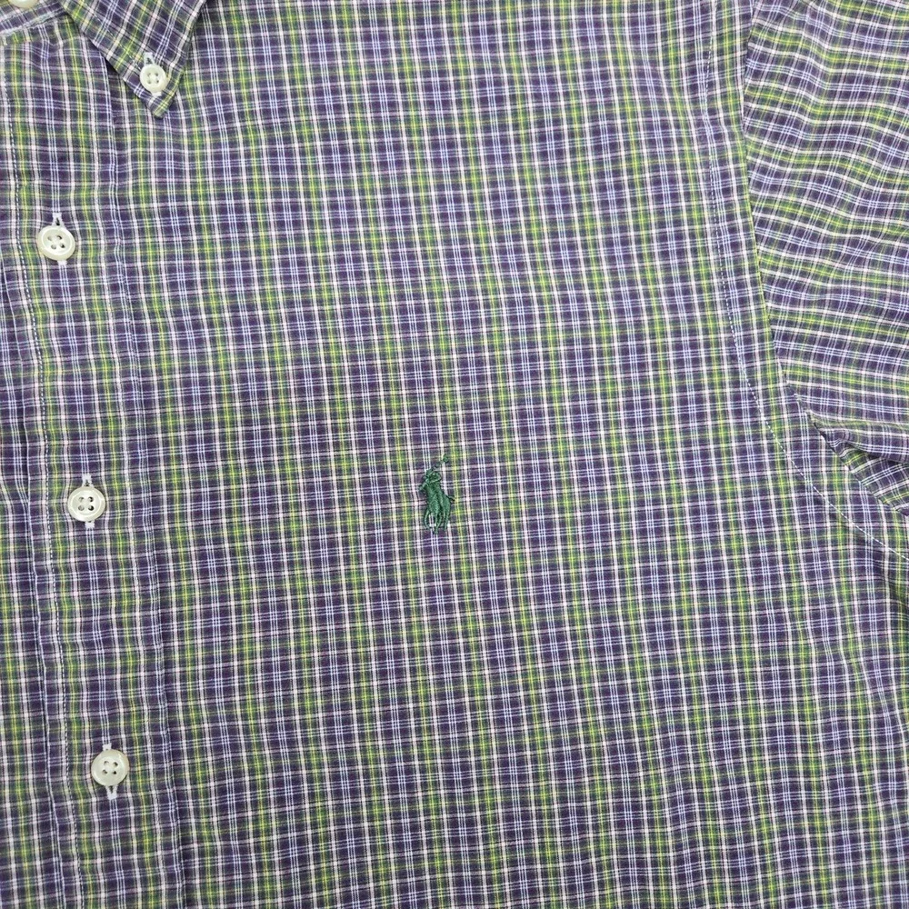 Polo Ralph Lauren Shirt Mens XL Purple Green Check Button Down Long Sleeve Pony
